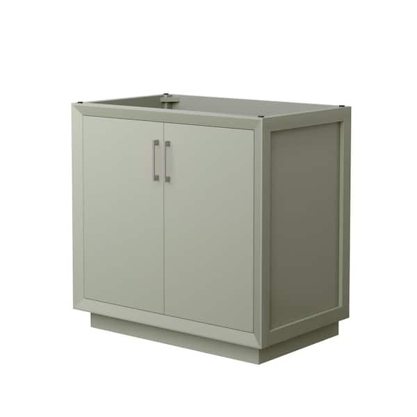 Wyndham Collection Strada 35.25 in. W x 21.75 in. D x 34.25 in. H Single Bath Vanity Cabinet without Top in Light Green
