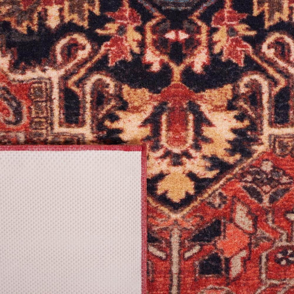 Riviera Red and Blue Square Washable Area Rug