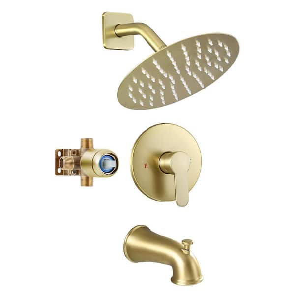 Single Handle 1-Spray Shower Faucet 1.75 GPM with Pressure Balance in Brushed Gold