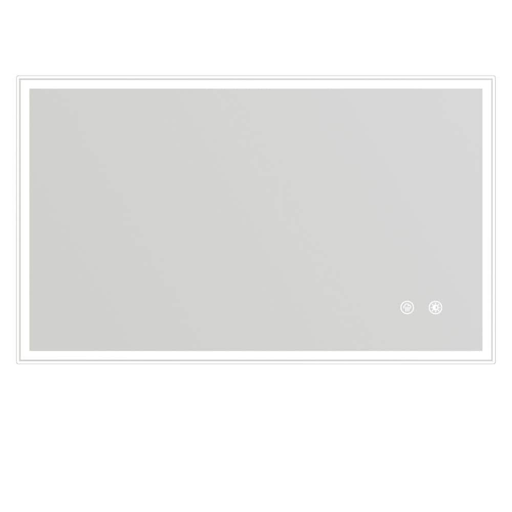 White 48 in. W x 28 in. H Modern Rectangle LED Wall Mirror w/Adjustable Col
