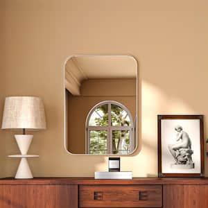 22 in. W x 30 in. H Rectangular Aluminum Framed Modern Silver Rounded Wall Mirror