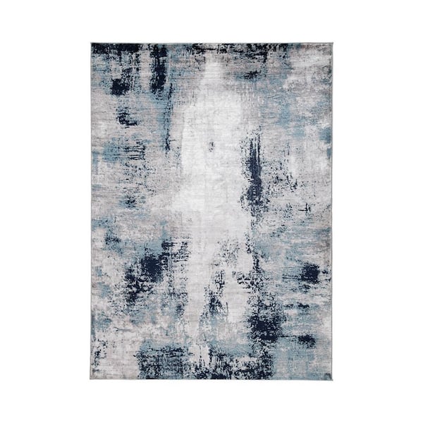 Nel Blue, White and Gray 8 ft. x 10 ft. Geometric Area Rug