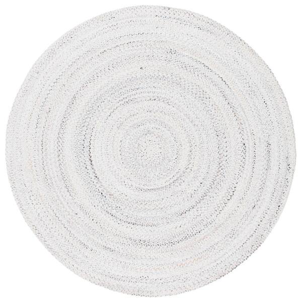 SAFAVIEH Braided Ivory Gradient 10 ft. x 10 ft. Solid Color Round Area Rug