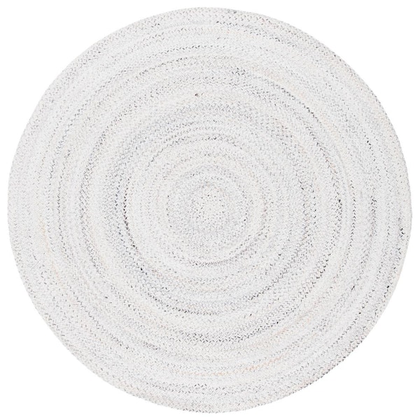 SAFAVIEH Braided Ivory 4 ft. x 4 ft. Gradient Solid Color Round Area Rug