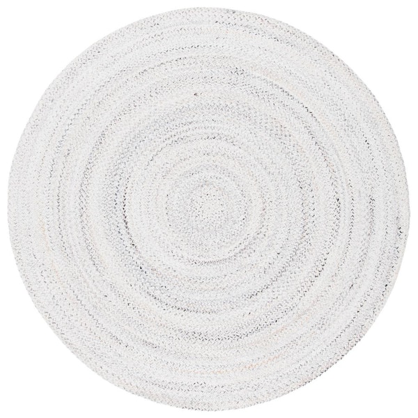 SAFAVIEH Braided Ivory 9 ft. x 9 ft. Gradient Solid Color Round Area Rug