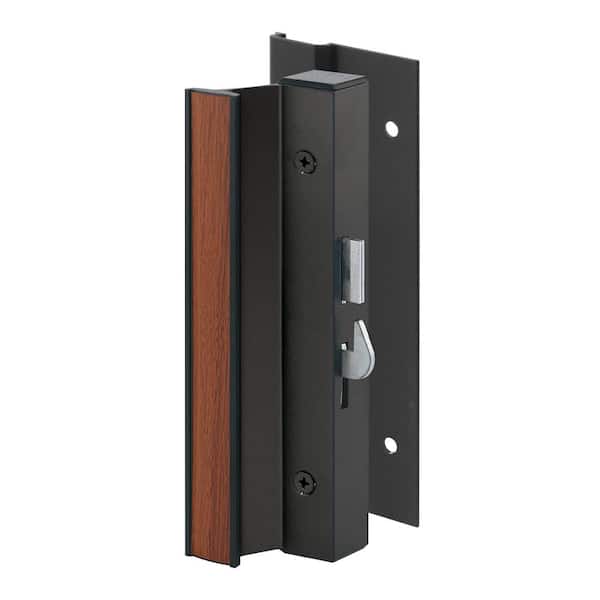 Prime-Line Black Aluminum, Sliding Door Handle Set with Hook Lock
