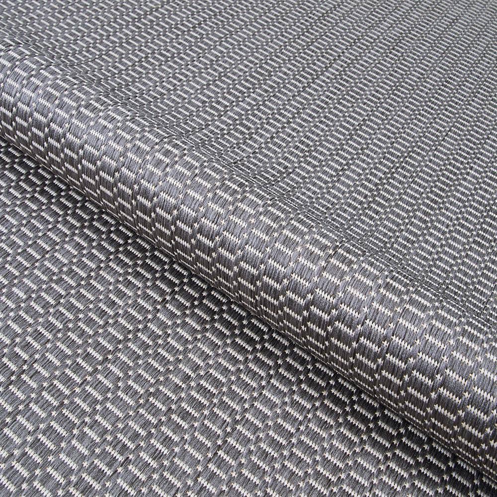 Gray-White Rectangular Synthetic Easy Care Indoor/Outdoor Rug