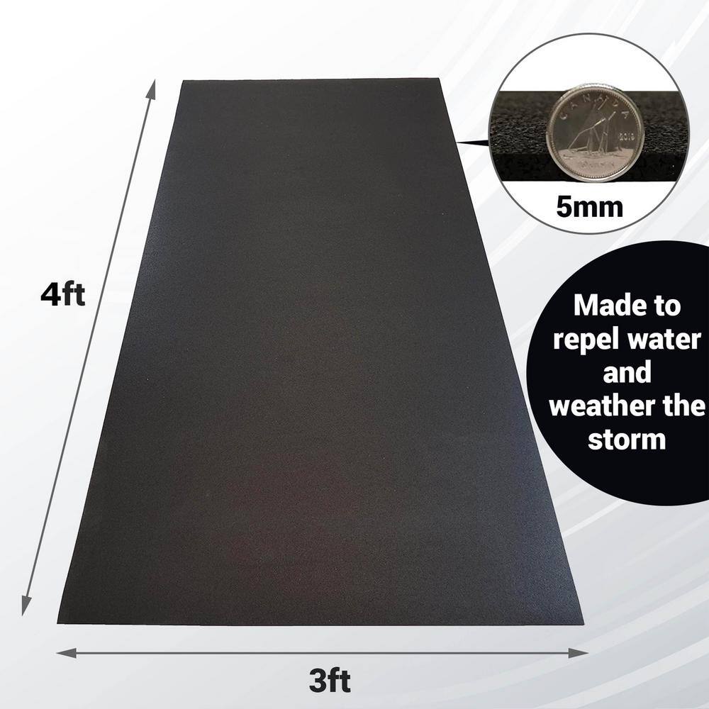 Black 48" x 36" Recycled Rubber Exercise Mat