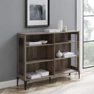 40.25 in. Gray Wash Wood 6-shelf Standard Bookcase with Adjustable Shelves