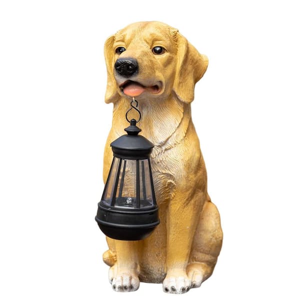 Garden Dog Statues Outdoor Decor, Solar Lights Outdoor Statue Outdoor Decorations Solar Dog Ornaments for Patio, Lawn