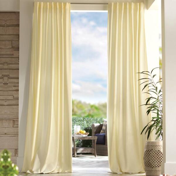 Home Decorators Collection Semi-Opaque Cream Outdoor Back Tab Curtain