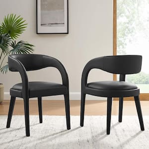 Pinnacle Faux Leather Dining Chair Set of 2 in Black
