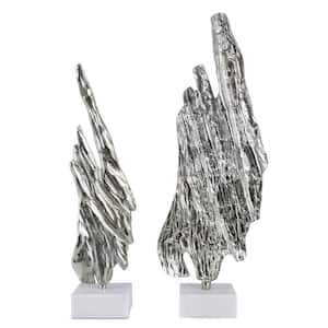 Silver/White Easley Aluminum and Marble Statuaries - Set of 2