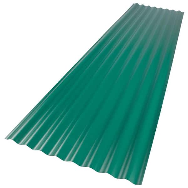 Suntop 26 in. x 8 ft. Corrugated Foam Polycarbonate Roof Panel in Rainforest Green