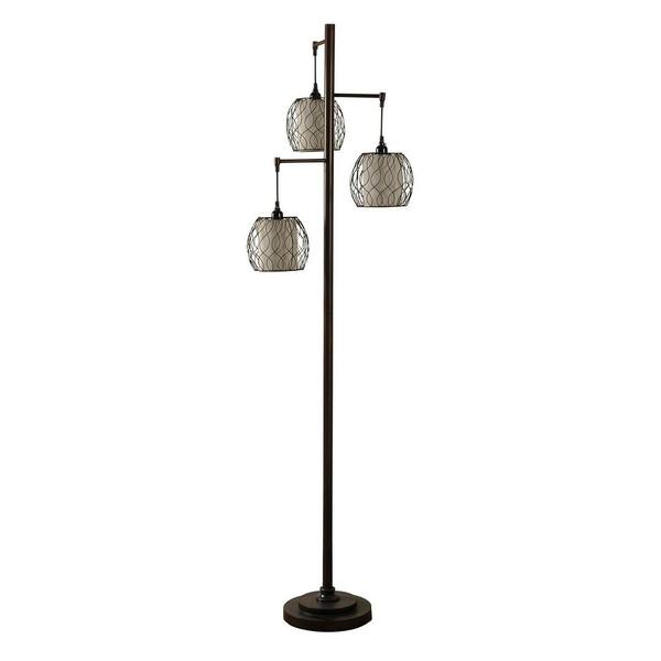 Stylecraft Home Collection 84 Clifton Mid Century Modern 72 In Bronze Floor Lamp With Woven Caged Shades Sc L72385 The Depot Bronze Floor Lamp, Mid Century Modern Floor Lamp Shades