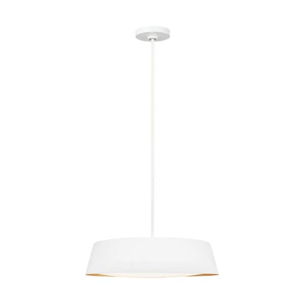 Generation Lighting Asher 19 in. W 5-Light Matte White and Gold Leaf Pendant with Diffuser