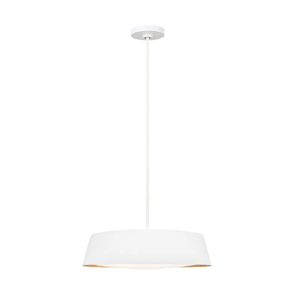 Matte White Glass Drum Pendant Light with Silk Shade