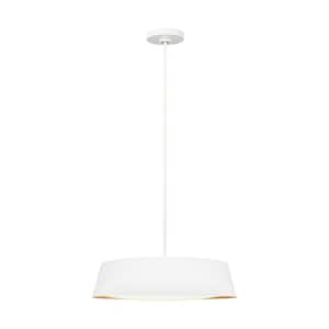 Asher 19 in. W 5-Light Matte White and Gold Leaf Pendant with Diffuser