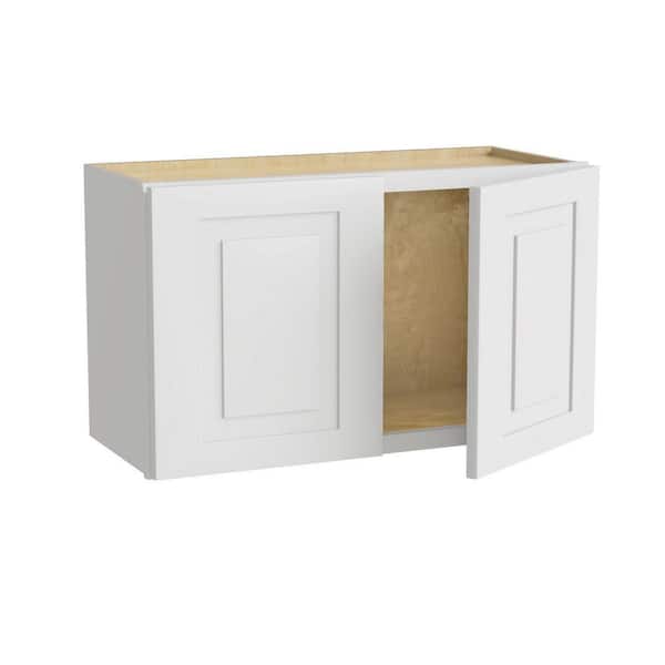 Home Decorators Collection Grayson 36 in. W x 12 in. D x 18 in. H Assembled Plywood Wall Bridge Kitchen Cabinet in Pacific White with Soft Close