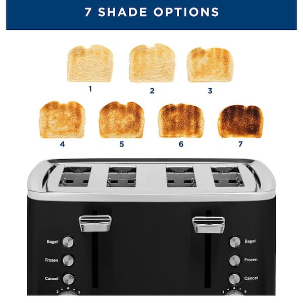 GE 4-Slice 1500 watt Black Toaster with 7 Shade Settings
