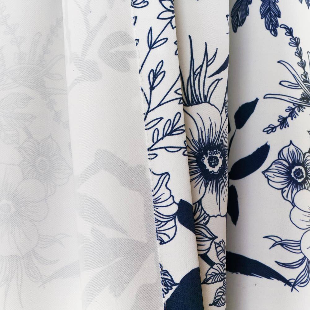 Navy and White Floral Botanical Garden Window Valance