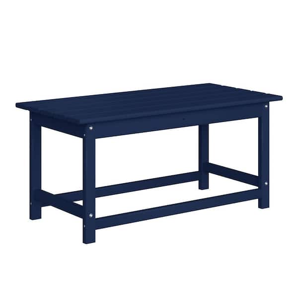 WESTIN OUTDOOR Mason Navy Blue Poly Plastic Fade Resistant Outdoor Patio Rectangle Adirondack Coffee Table