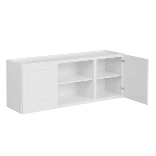 MILL'S PRIDE Greenwich Verona White 23 in. H x 60 in. W x 12 in. D Plywood Laundry Room Wall Cabinet with 3 Shelves