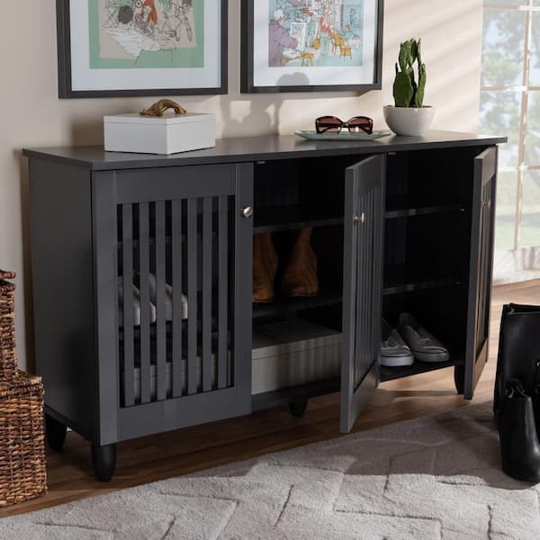 Baxton Studio 26.3 in. H x 44.5 in. W Gray Wood Shoe Storage