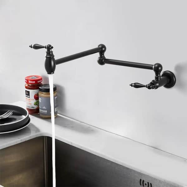 Traditional Wall Mounted Pot Filler with Soild Brass in Black