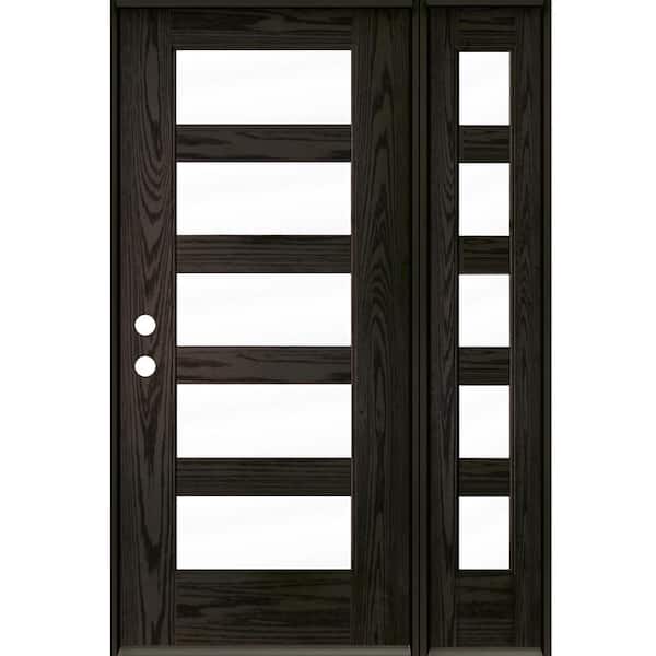 Krosswood Doors ASCEND Modern 50 in. x 80 in. 5-Lite Right-Hand/Inswing Clear Glass Baby Grand Stain Fiberglass Prehung Front Door