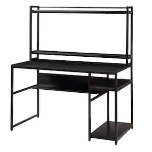 Costway 48 in. Rectangular Black Wood Reversible Computer Desk Writing ...