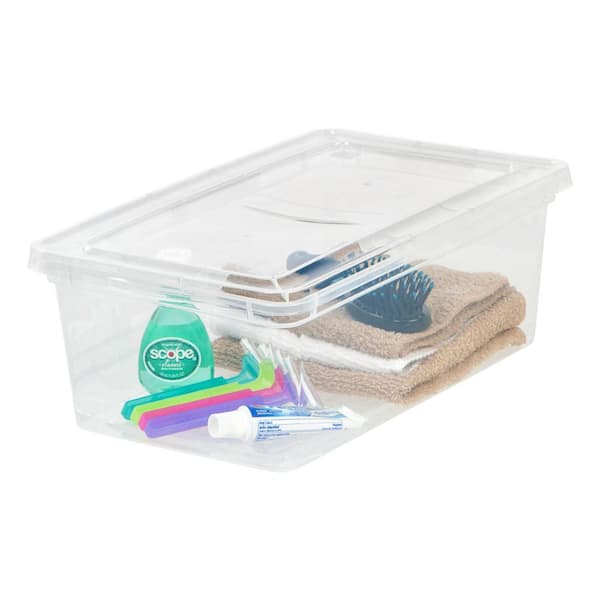 17 qt. Snap Top Plastic Storage Box in Clear with Gray Lid 500218 - The  Home Depot