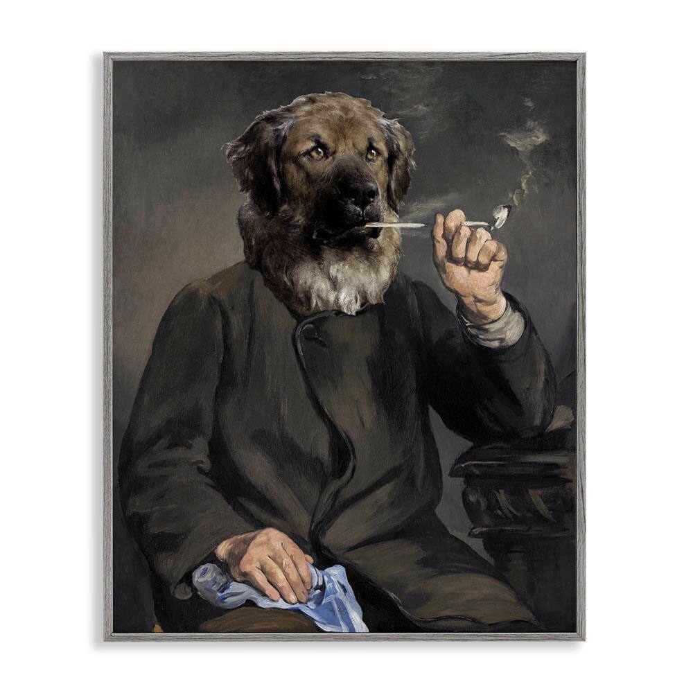 Smoking Historical Dog by Alicia Longley Gray Framed Abstract Giclee Art Print 20 in. x 16 in. price history on PriceWatchPro