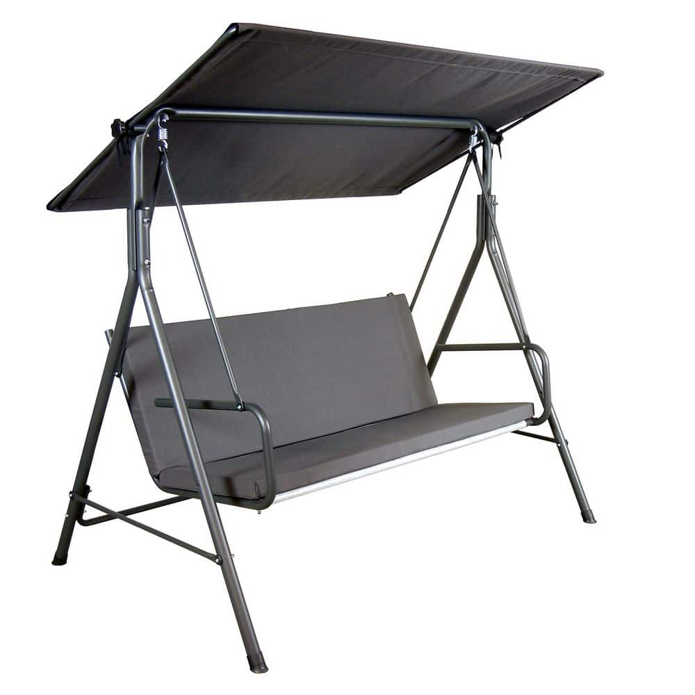 ⭐︎ジョイ⭐︎ Sunjoy Made in Italy 2-Seat Gray Patio Metal Porch Swing with