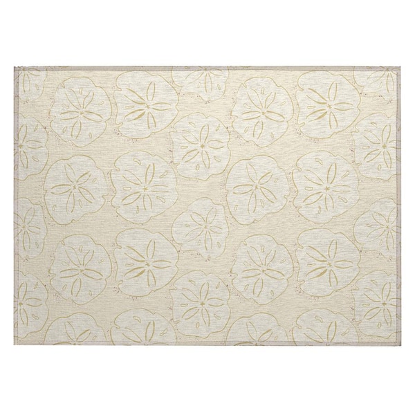 Surfside Ivory 1 ft. 8 in. x 2 ft. 6 in. Geometric Indoor/Outdoor Area Rug