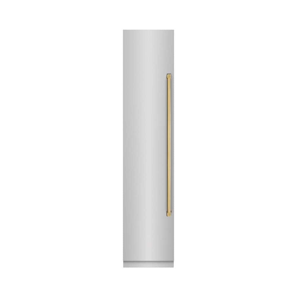 18 in. 8.6 cu. ft. Left Hinge Stainless Steel Upright Column Freezer in Graphite Gray and Polished Gold Accents
