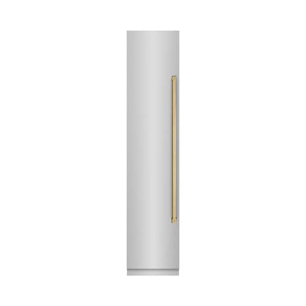 18 in. 8.6 cu. ft. Left Hinge Stainless Steel Upright Column Freezer in Graphite Gray and Polished Gold Accents