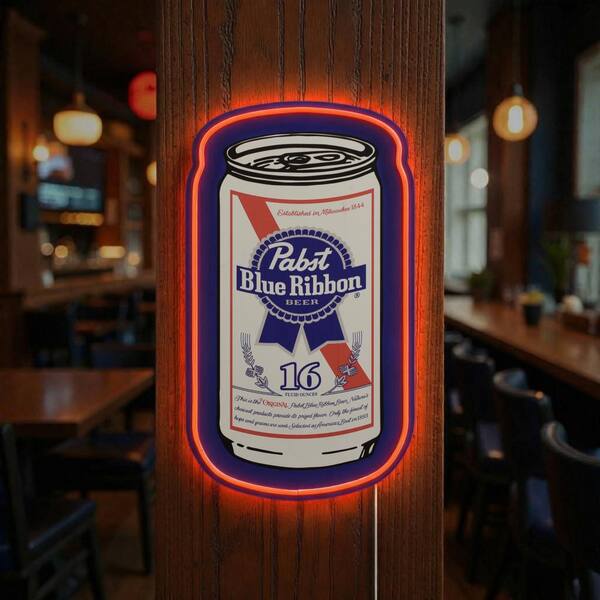 American Art Decor 20 in. x 11.25 in. Blue Pabst Blue Ribbon Can