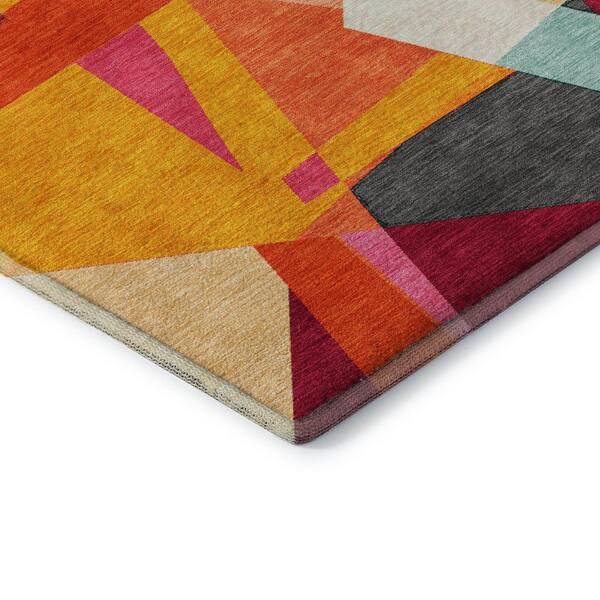 Mayfield Premium Machine Washable Abstract AMF1609 Orange 2 ft. 3 in. x 7 ft. 6 in. Runner Rug