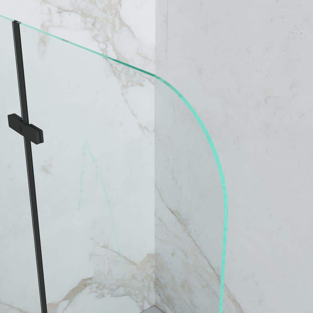 Black 43" x 55" Frameless Glass Tub Door