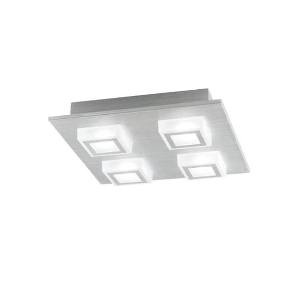 Hampton Bay Garfield 11 in. W x 2.42 in. H Integrated LED Brushed Aluminum Square Track Flush Mount Ceiling Light
