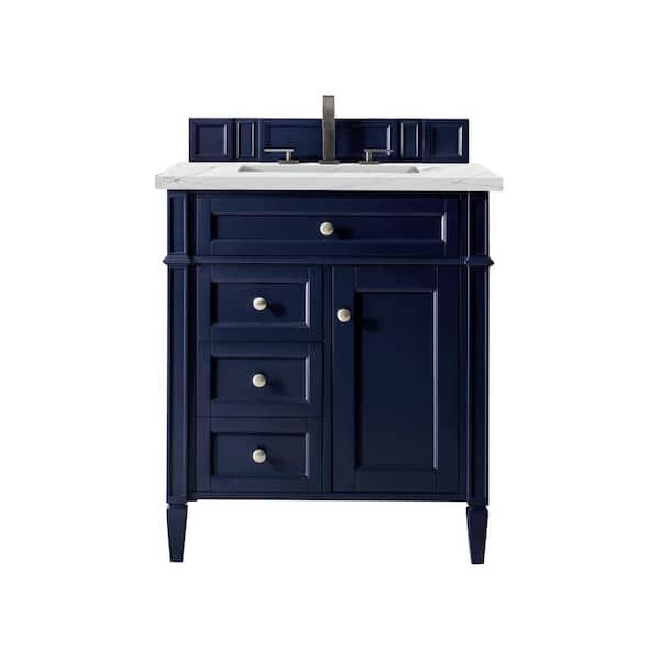 James Martin Vanities Brittany 30.0 in. W x 23.5 in. D x 34 in. H Bathroom Vanity in Victory Blue with Ethereal Noctis Quartz Top