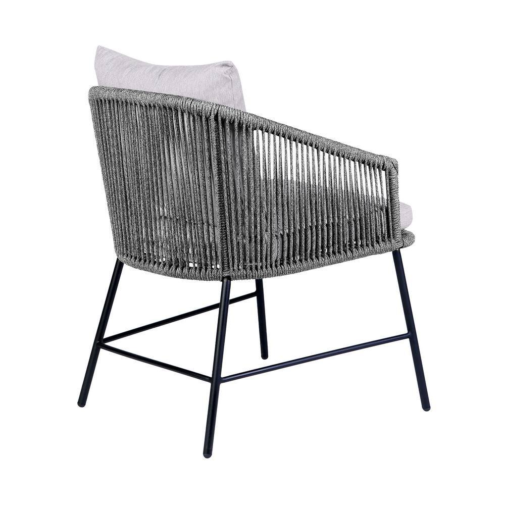 8-Person Dark Eucalyptus Wood and Gray Rope Outdoor Dining Set