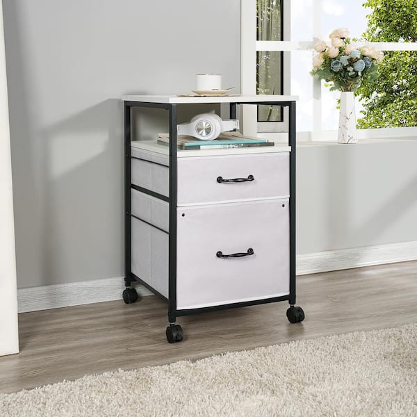 HOMESTOCK Rolling Fabric Cabinet Stylish and Versatile Storage Cart with Drawers Ideal for Home Office and Bedroom 70076HD