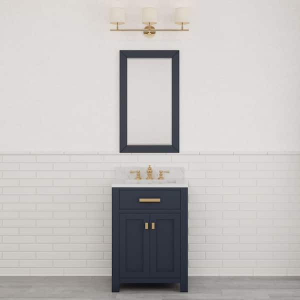 Madison 24 in. W x 21.5 in. D x 34 in. H Single Sink Bath Vanity in Monarch Blue with Carrara White Marble Top