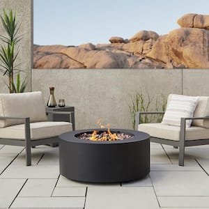 Aegean 36 in. W X 15 in. H Round Powder Coated Steel Liquid Propane Fire Pit in Black with NG Conversion Kit