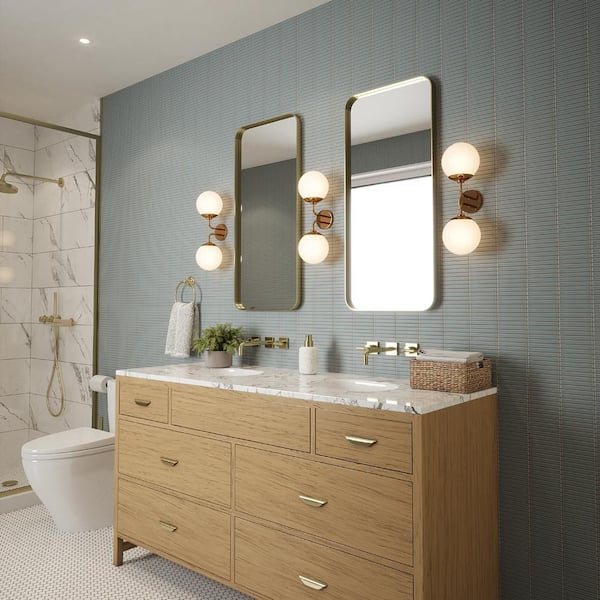 1/2 in. x 4 in. Stardew Stack Blue 11.75 in. x 11.125 in. Gloss Porcelain Wall/Floor Mosaic Tile (0.907 Sq. Ft./Each)