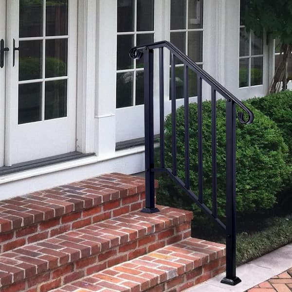 Tatayosi 2 in. H x 30 in. W Steel Handrails for Outdoor Steps, Fit 2 or 3 Steps Outdoor Stair Railing, Flexible Porch Railing Kit