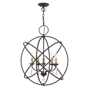 Aria 5-Light Bronze Chandelier with Antique Brass Candles