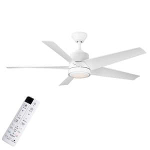 Ainslee 54 in. Indoor/Covered Outdoor Matte White Ceiling Fan with DC Motor, Color Changing LED and Remote Control